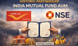 RajneetiGuru.co.in - म्यूचुअल फंड के लोकतंत्रीकरण के लिए इंडिया पोस्ट और एनएसई ने मिलाया हाथ - AI Generated Image