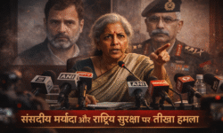 RajneetiGuru.com - सीतारमण का राहुल पर प्रहार जनरल नरवणे के सैन्य संस्मरण पर विवाद -AI Generated Image