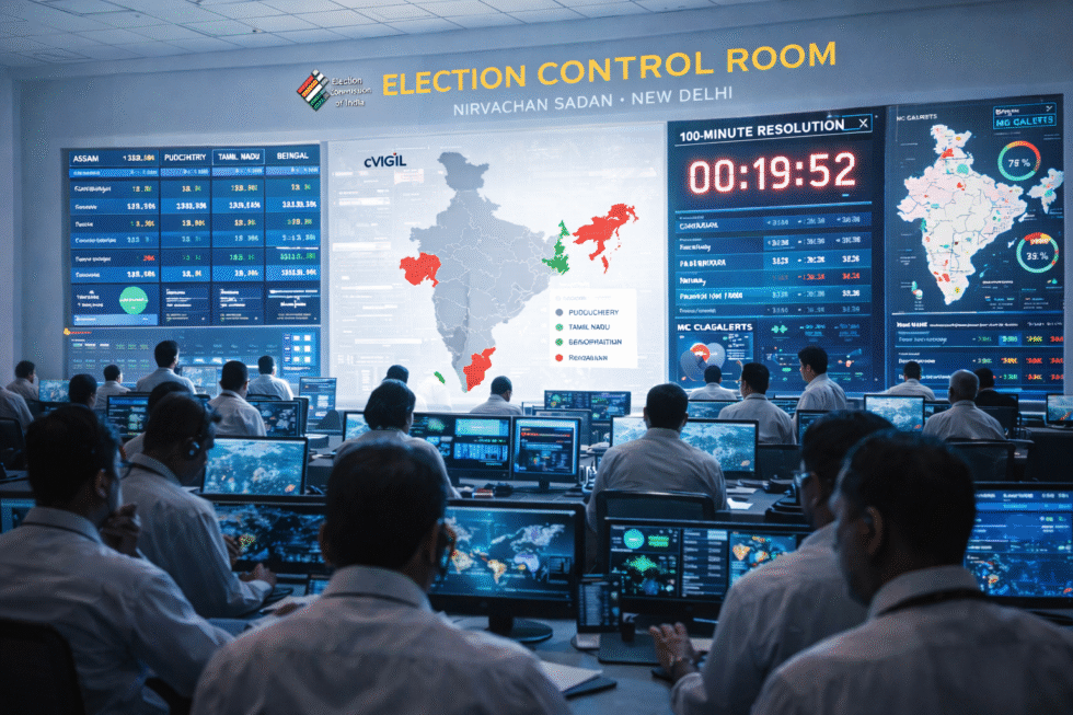 RajneetiGuru.com - ECI ने पाँच राज्यों के चुनावों के लिए लागू की सख्त आचार संहिता -AI Generated Image